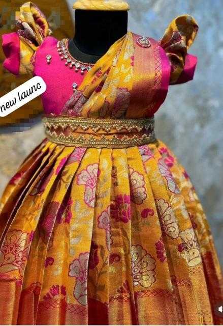 Ynf Kanjivaram Silk KESH493 PRAN-PRATISHTHA Kids Wear Wholesale Kids Gown Kids Ethnic Gowns Manufacturer