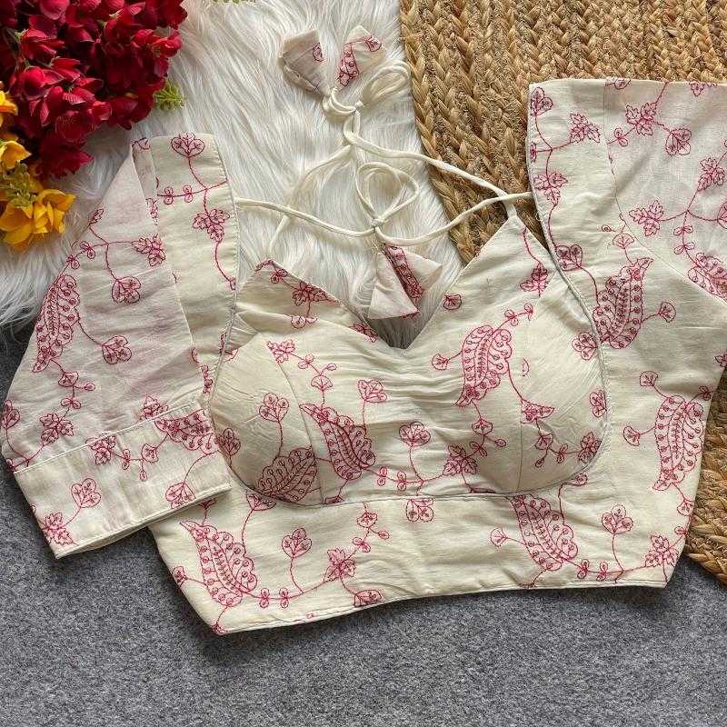 Ynf Khadi Cotton KESH426 KHADI Readymade Blouses Wholesale Blouse Sequence Embroidery Blouse Cotton Blouse Manufacturer
