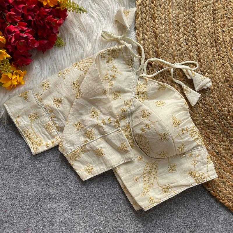 Ynf Khadi Cotton KESH426 KHADI Readymade Blouses Wholesale Blouse Sequence Embroidery Blouse Cotton Blouse Manufacturer