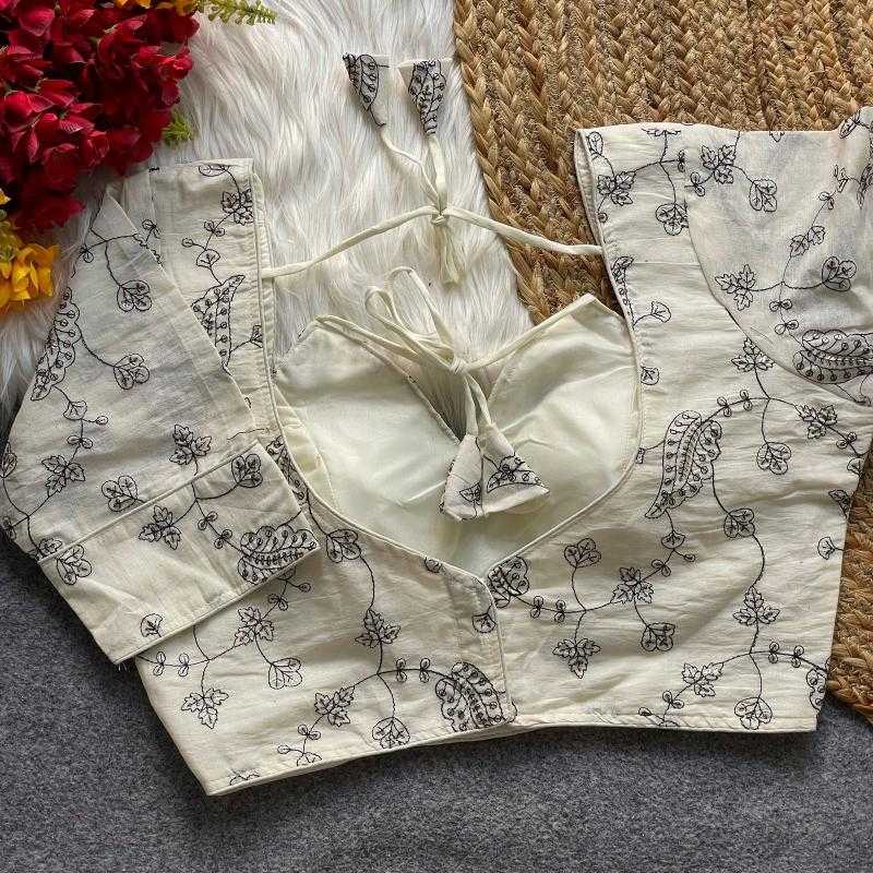 Ynf Khadi Cotton KESH426 KHADI Readymade Blouses Wholesale Blouse Sequence Embroidery Blouse Cotton Blouse Manufacturer