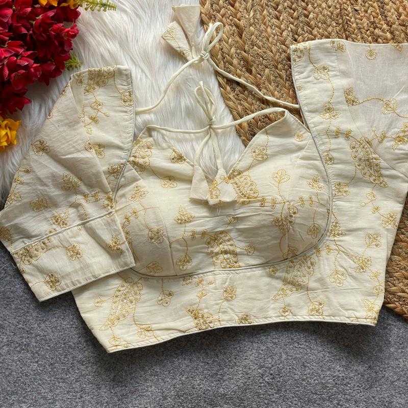 Ynf Khadi Cotton KESH426 KHADI Readymade Blouses Wholesale Blouse Sequence Embroidery Blouse Cotton Blouse Manufacturer