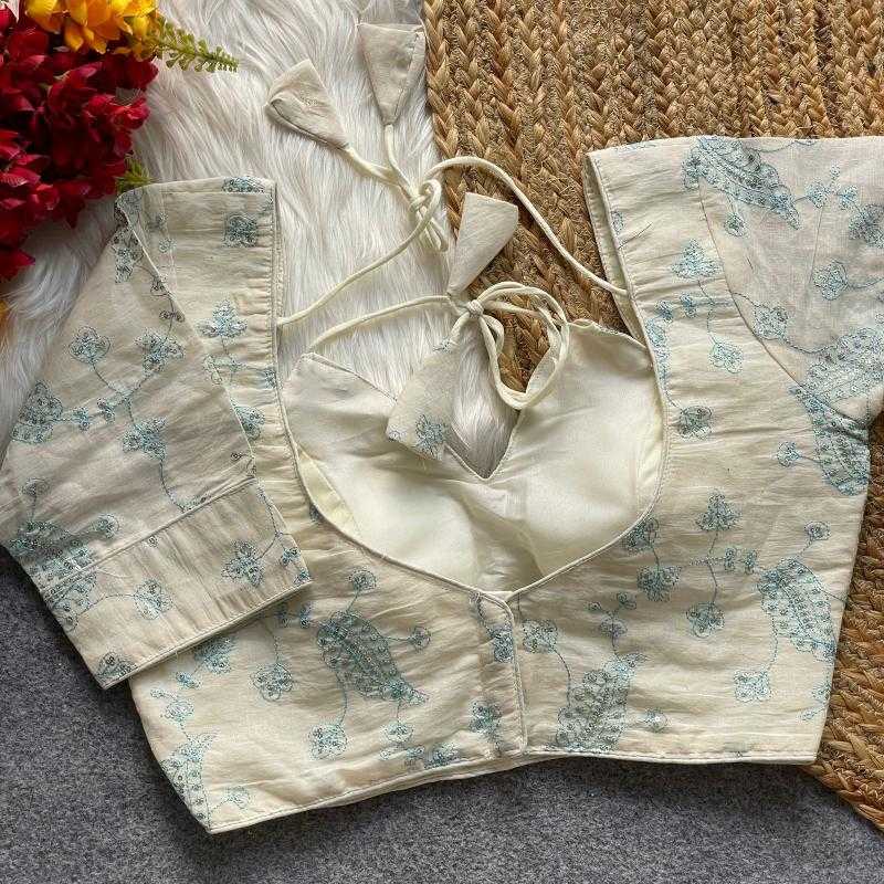 Ynf Khadi Cotton KESH426 KHADI Readymade Blouses Wholesale Blouse Sequence Embroidery Blouse Cotton Blouse Manufacturer