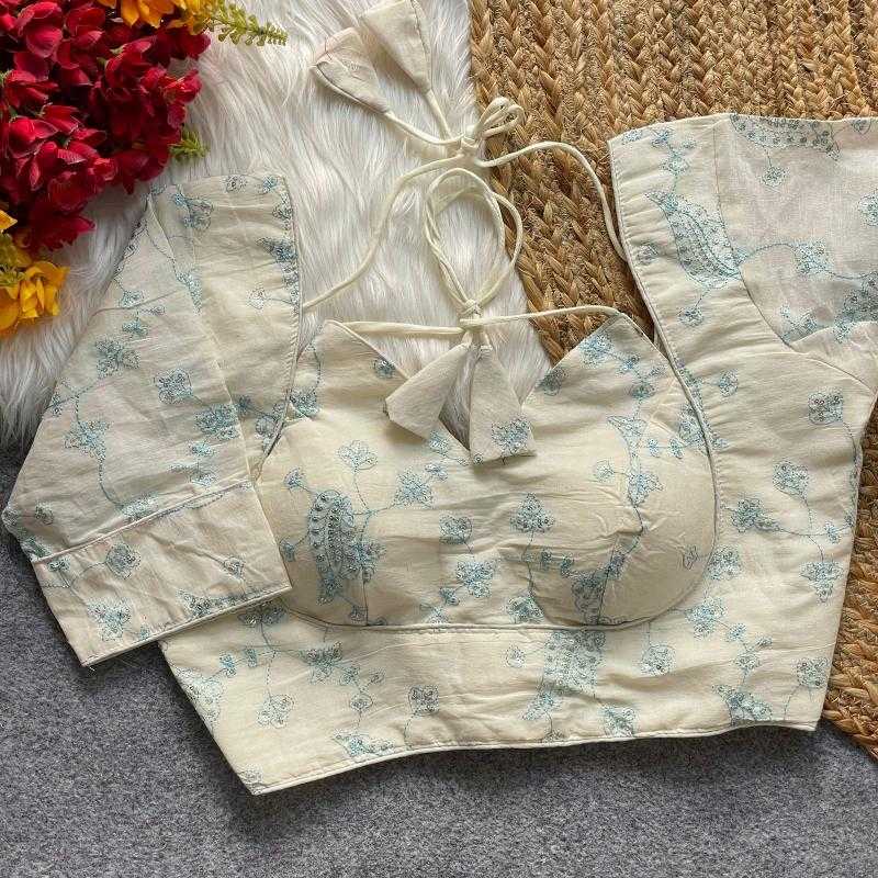 Ynf Khadi Cotton KESH426 KHADI Readymade Blouses Wholesale Blouse Sequence Embroidery Blouse Cotton Blouse Manufacturer