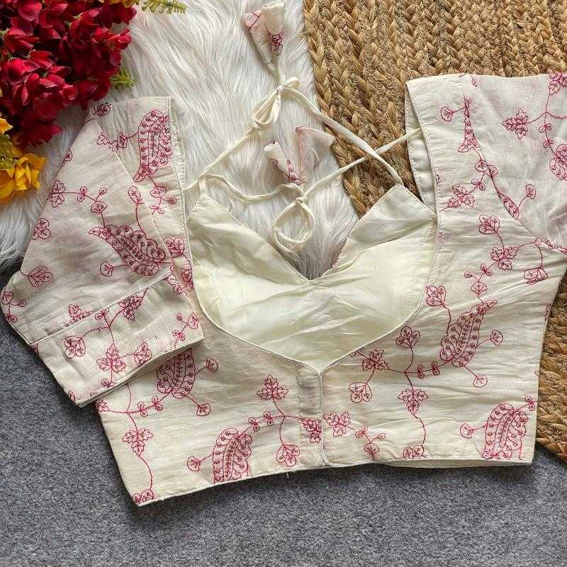 Ynf Khadi Cotton KESH426 KHADI Readymade Blouses Wholesale Blouse Sequence Embroidery Blouse Cotton Blouse Manufacturer