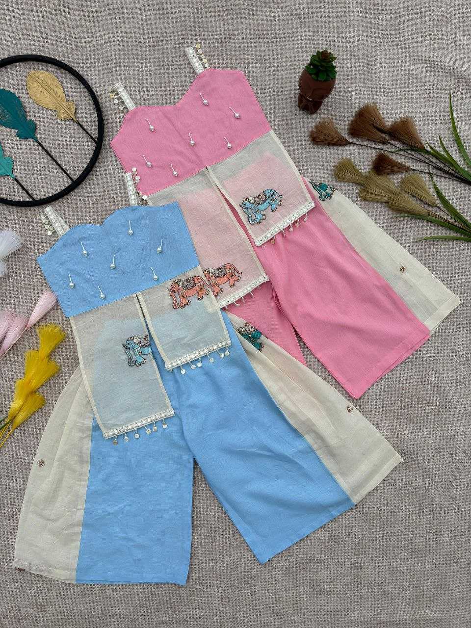 Ynf Khadi RIN107 378 Kids Wear Wholesale Top & Pant Kids Co-ord Set Kids Indo-Western Wear Manufacturer