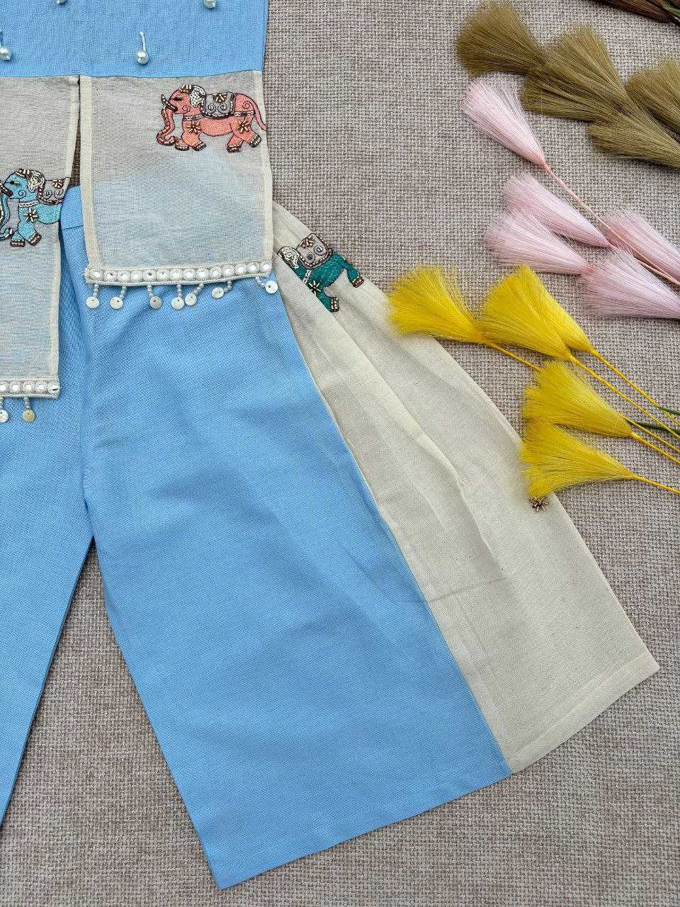 Ynf Khadi RIN107 378 Kids Wear Wholesale Top & Pant Kids Co-ord Set Kids Indo-Western Wear Manufacturer
