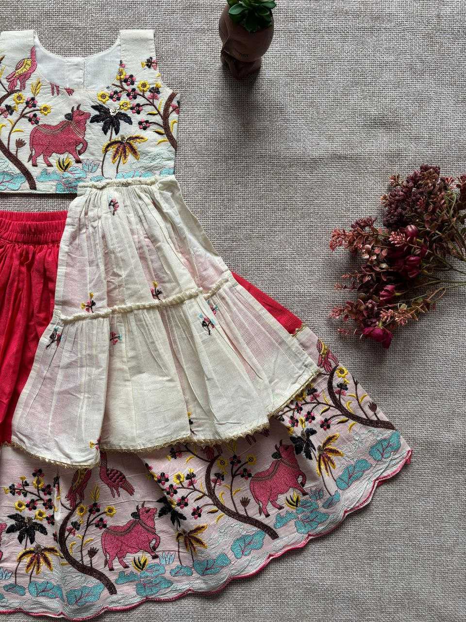 Ynf Khadi RIN107 BORDE Kids Wear Wedding Collections Festive Collections Wholesale Kids Lehenga Choli Kids Festive Wear Kids Navratri Outfits Manufacturer
