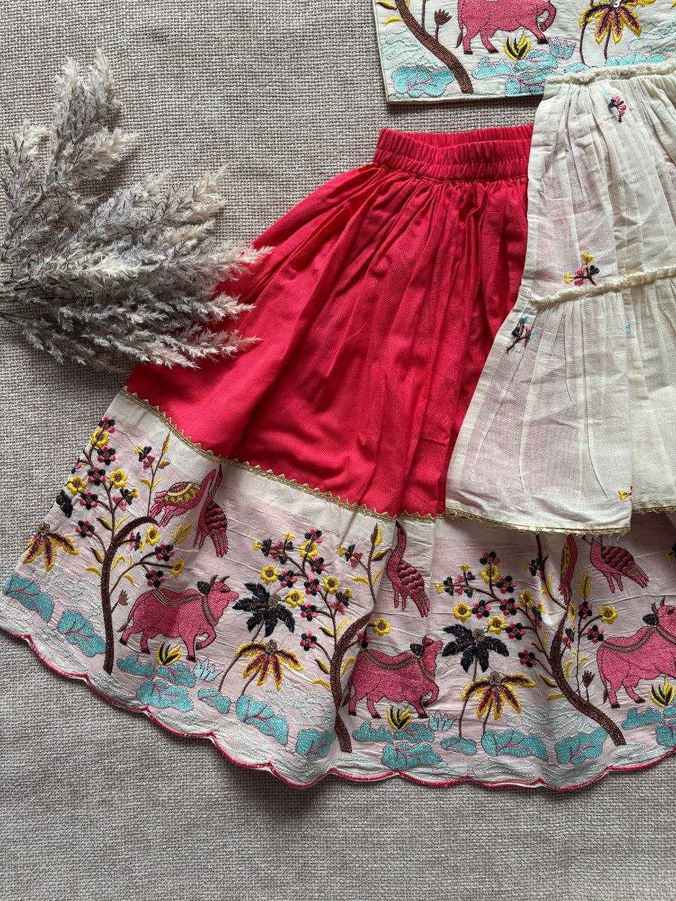 Ynf Khadi RIN107 BORDE Kids Wear Wedding Collections Festive Collections Wholesale Kids Lehenga Choli Kids Festive Wear Kids Navratri Outfits Manufacturer