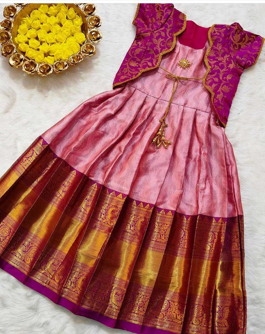 Ynf Lichi Silk KESH493 butta Kids Wear Wholesale Kids Gown Kids Ethnic Gowns Manufacturer
