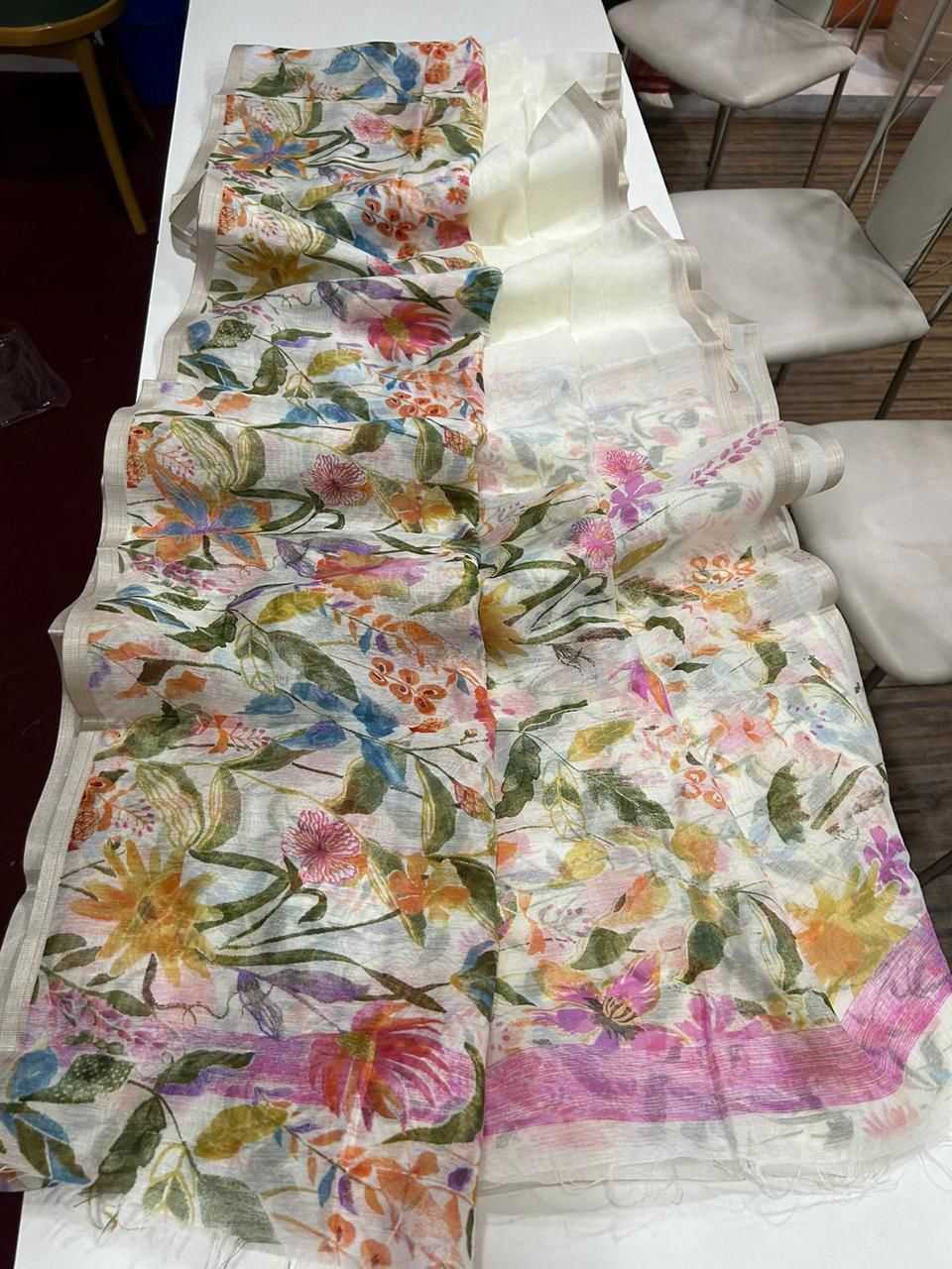 Ynf Linen KESH484 307 Sarees Wedding Collections Festive Collections Wholesale Printed Sarees Hand Work Sarees Linen Sarees Manufacturer