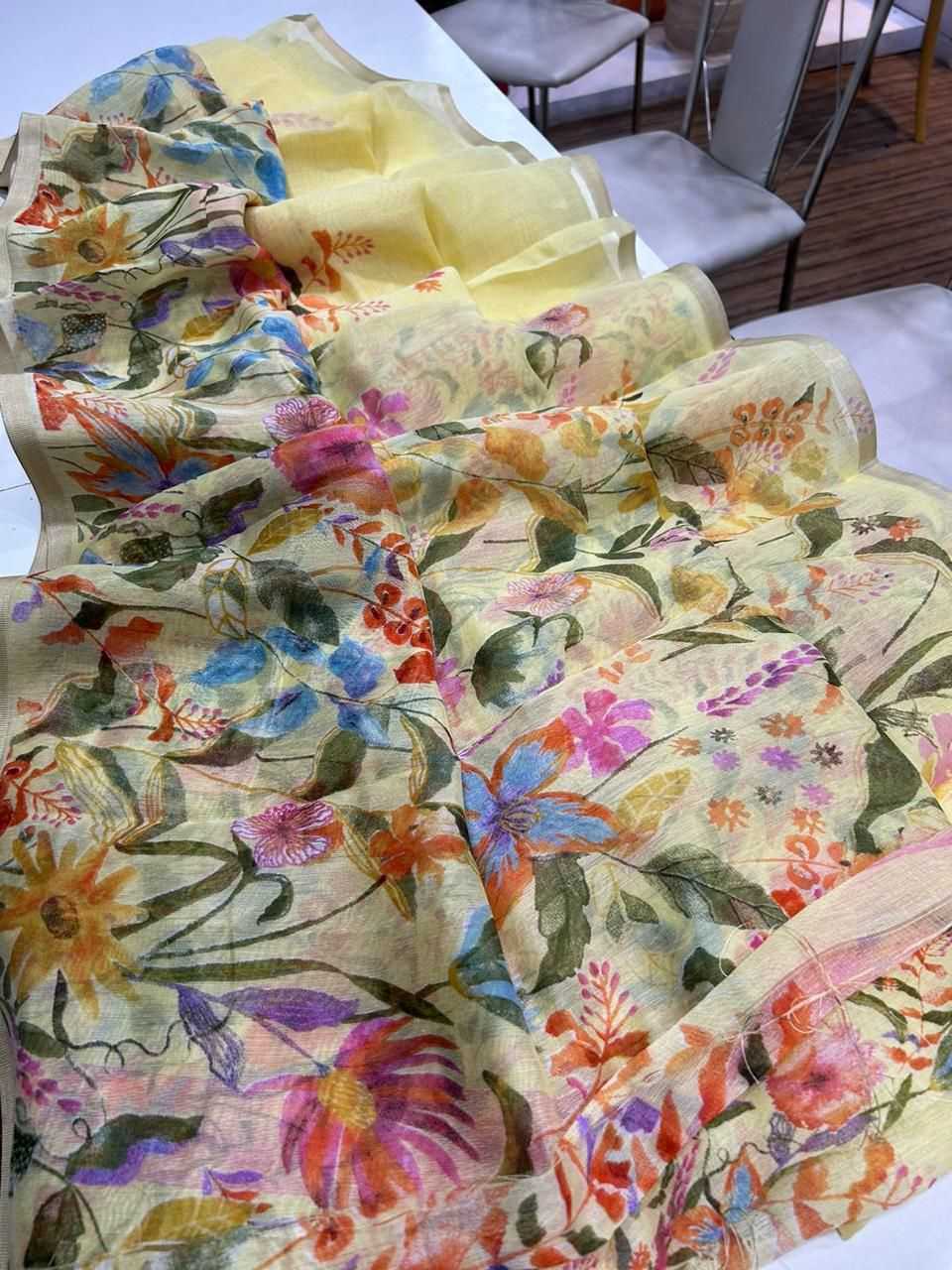Ynf Linen KESH484 307 Sarees Wedding Collections Festive Collections Wholesale Printed Sarees Hand Work Sarees Linen Sarees Manufacturer