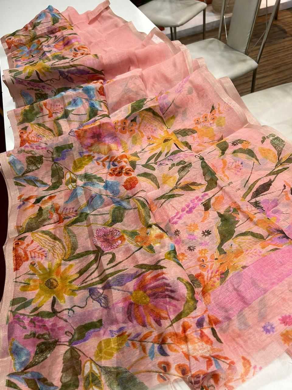 Ynf Linen KESH484 307 Sarees Wedding Collections Festive Collections Wholesale Printed Sarees Hand Work Sarees Linen Sarees Manufacturer