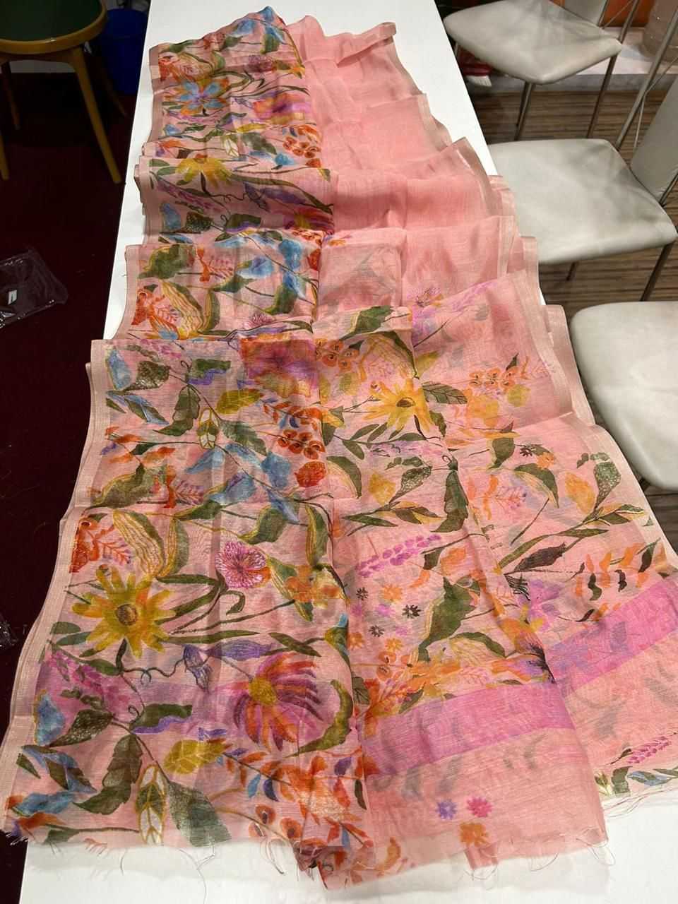 Ynf Linen KESH484 307 Sarees Wedding Collections Festive Collections Wholesale Printed Sarees Hand Work Sarees Linen Sarees Manufacturer