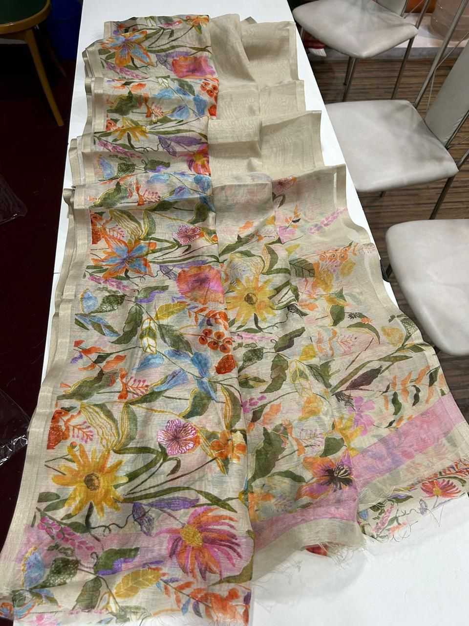 Ynf Linen KESH484 307 Sarees Wedding Collections Festive Collections Wholesale Printed Sarees Hand Work Sarees Linen Sarees Manufacturer