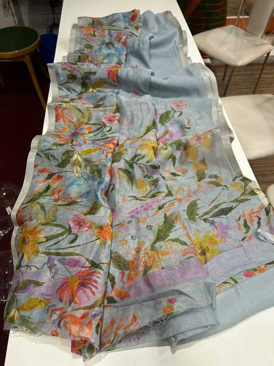 Ynf Linen KESH484 307 Sarees Wedding Collections Festive Collections Wholesale Printed Sarees Hand Work Sarees Linen Sarees Manufacturer