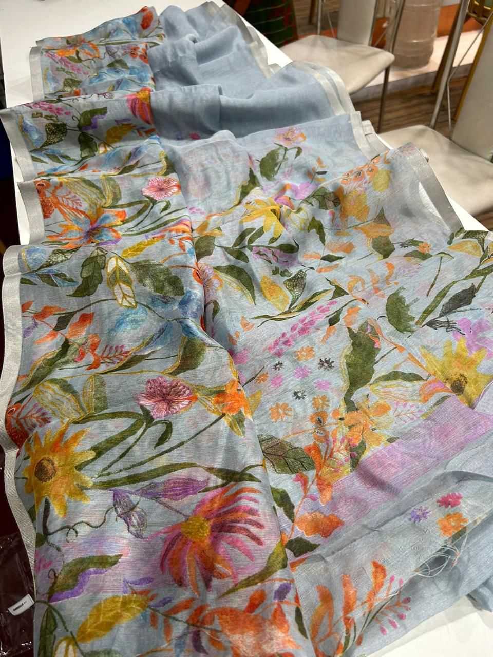 Ynf Linen KESH484 307 Sarees Wedding Collections Festive Collections Wholesale Printed Sarees Hand Work Sarees Linen Sarees Manufacturer