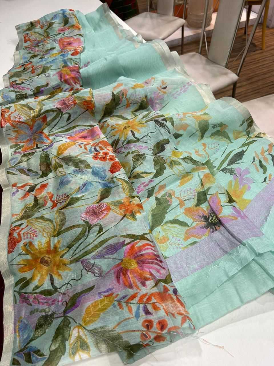 Ynf Linen KESH484 307 Sarees Wedding Collections Festive Collections Wholesale Printed Sarees Hand Work Sarees Linen Sarees Manufacturer