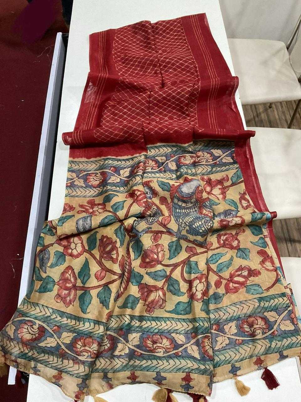 Ynf Linen KESH484 310 Sarees Wedding Collections Festive Collections Wholesale Printed Sarees Kalamkari Sarees Linen Sarees Manufacturer