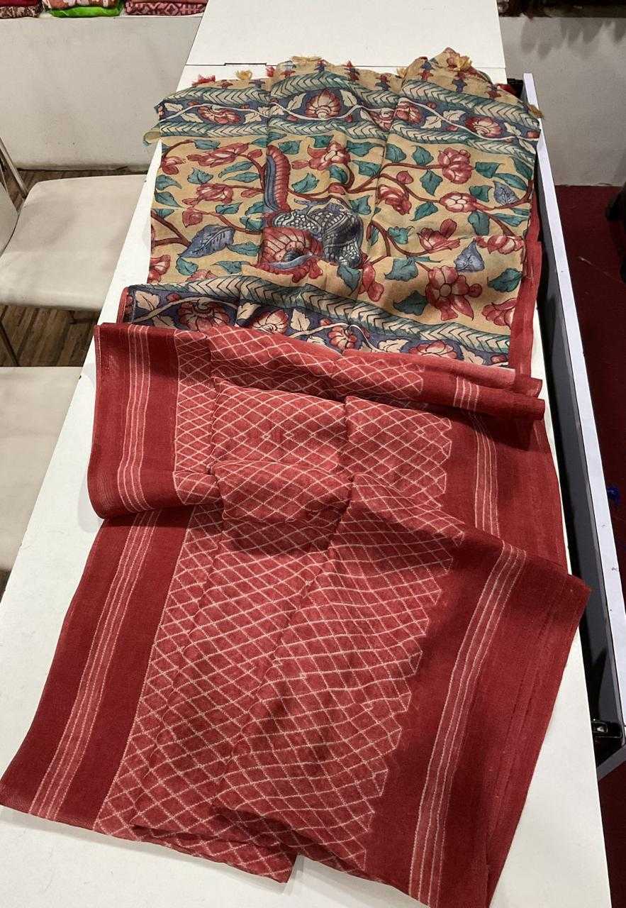 Ynf Linen KESH484 310 Sarees Wedding Collections Festive Collections Wholesale Printed Sarees Kalamkari Sarees Linen Sarees Manufacturer