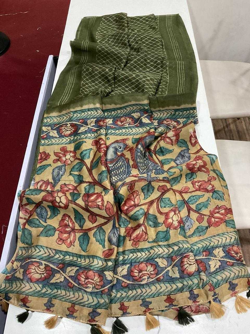 Ynf Linen KESH484 310 Sarees Wedding Collections Festive Collections Wholesale Printed Sarees Kalamkari Sarees Linen Sarees Manufacturer