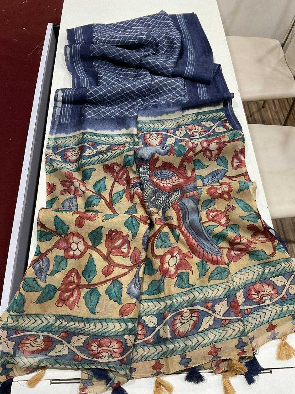 Ynf Linen KESH484 310 Sarees Wedding Collections Festive Collections Wholesale Printed Sarees Kalamkari Sarees Linen Sarees Manufacturer
