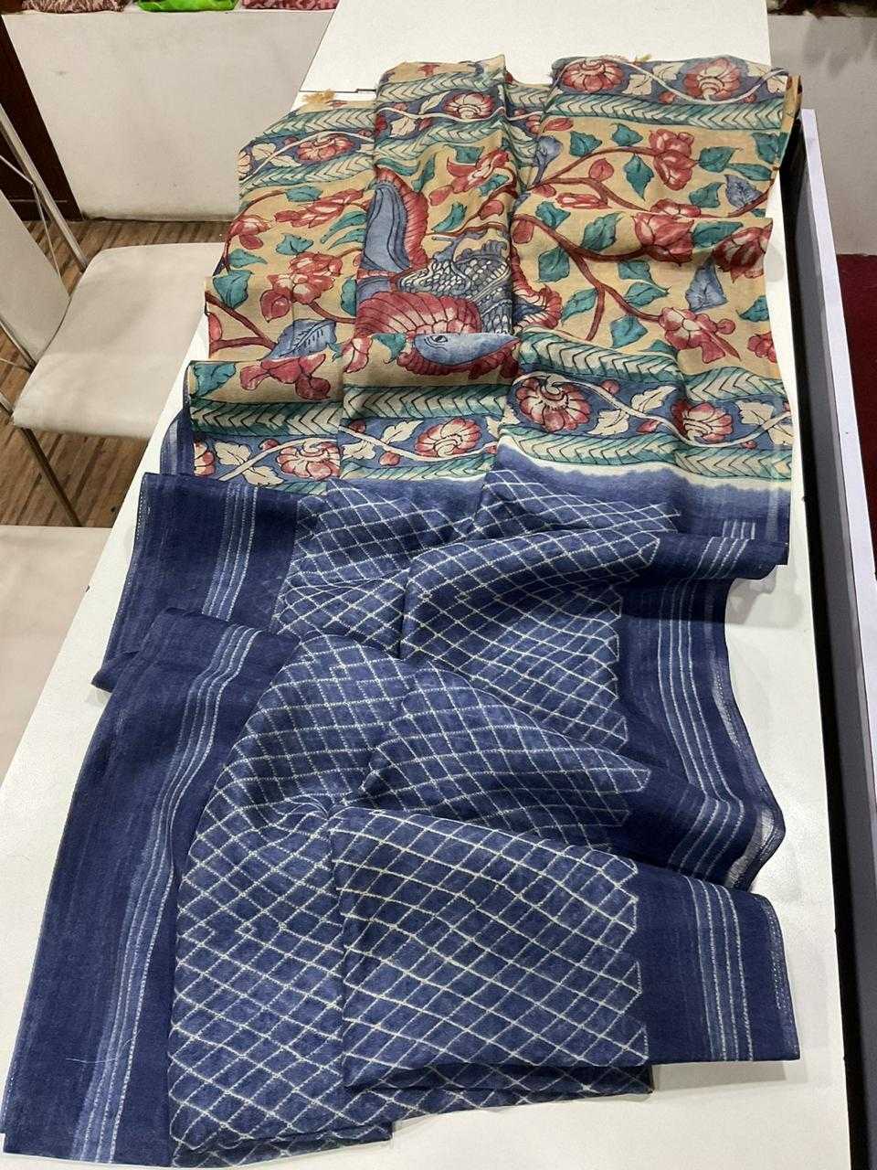 Ynf Linen KESH484 310 Sarees Wedding Collections Festive Collections Wholesale Printed Sarees Kalamkari Sarees Linen Sarees Manufacturer