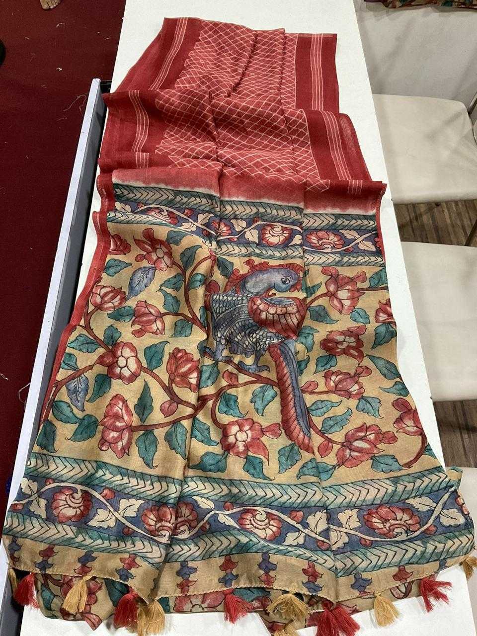 Ynf Linen KESH484 310 Sarees Wedding Collections Festive Collections Wholesale Printed Sarees Kalamkari Sarees Linen Sarees Manufacturer