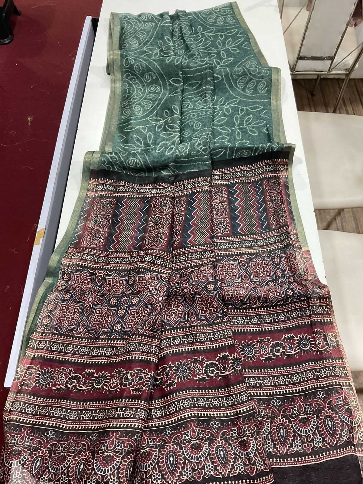 Ynf Linen KESH484 332 Sarees Wedding Collections Festive Collections Wholesale Printed Sarees Ajrakh Sarees Linen Sarees Manufacturer