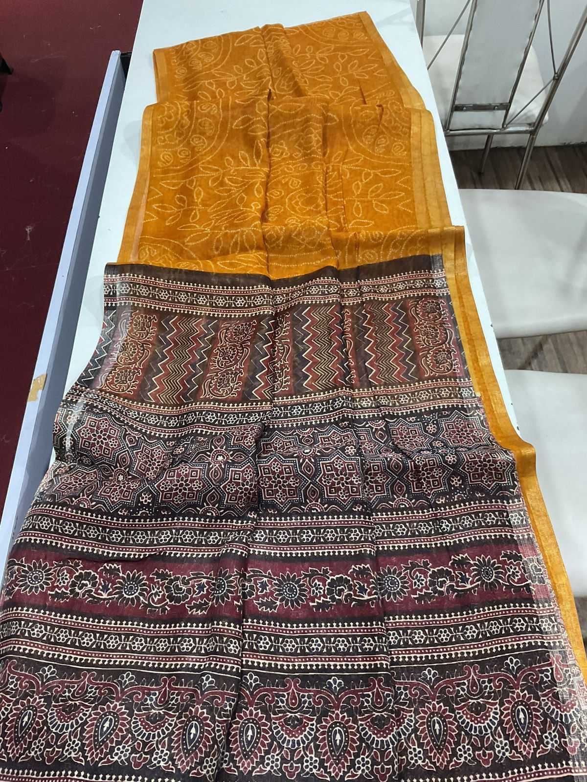 Ynf Linen KESH484 332 Sarees Wedding Collections Festive Collections Wholesale Printed Sarees Ajrakh Sarees Linen Sarees Manufacturer