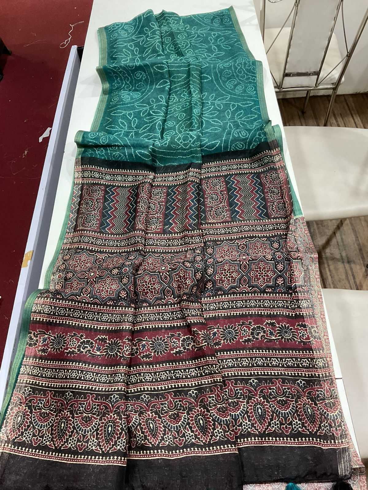 Ynf Linen KESH484 332 Sarees Wedding Collections Festive Collections Wholesale Printed Sarees Ajrakh Sarees Linen Sarees Manufacturer