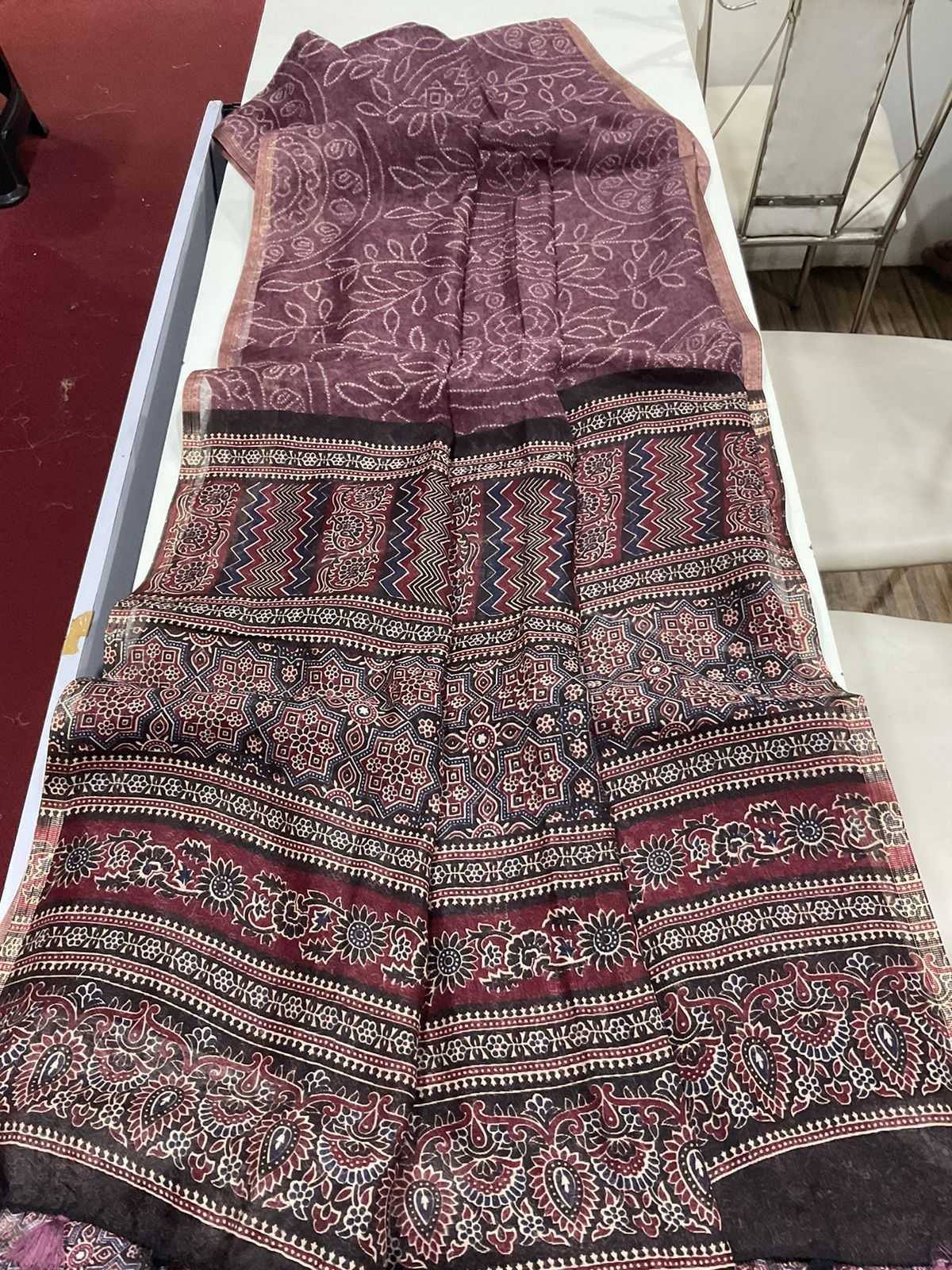Ynf Linen KESH484 332 Sarees Wedding Collections Festive Collections Wholesale Printed Sarees Ajrakh Sarees Linen Sarees Manufacturer