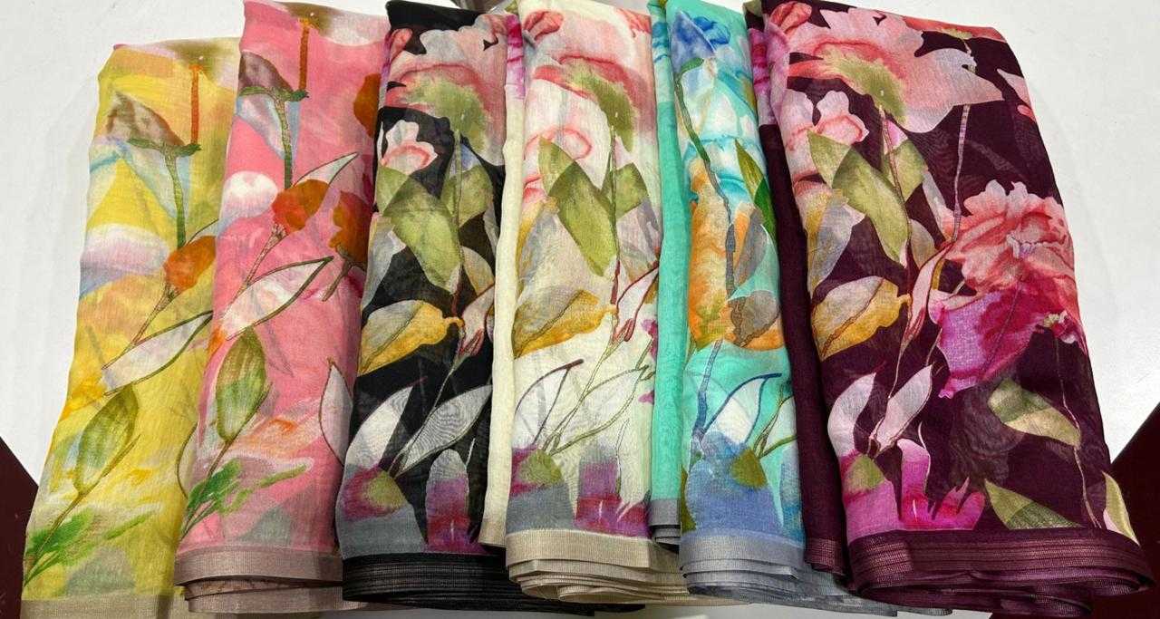 Ynf Linen KESH484 334 Sarees Wedding Collections Festive Collections Wholesale Printed Sarees Linen Sarees Onam Collections Manufacturer