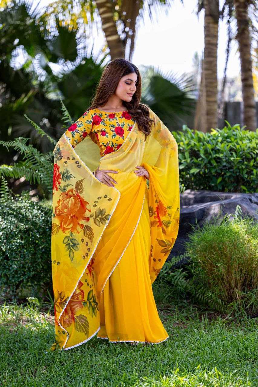 Ynf Linen RIN231 FLOWER PADING Sarees Wholesale Fancy Sarees Printed Sarees Manufacturer