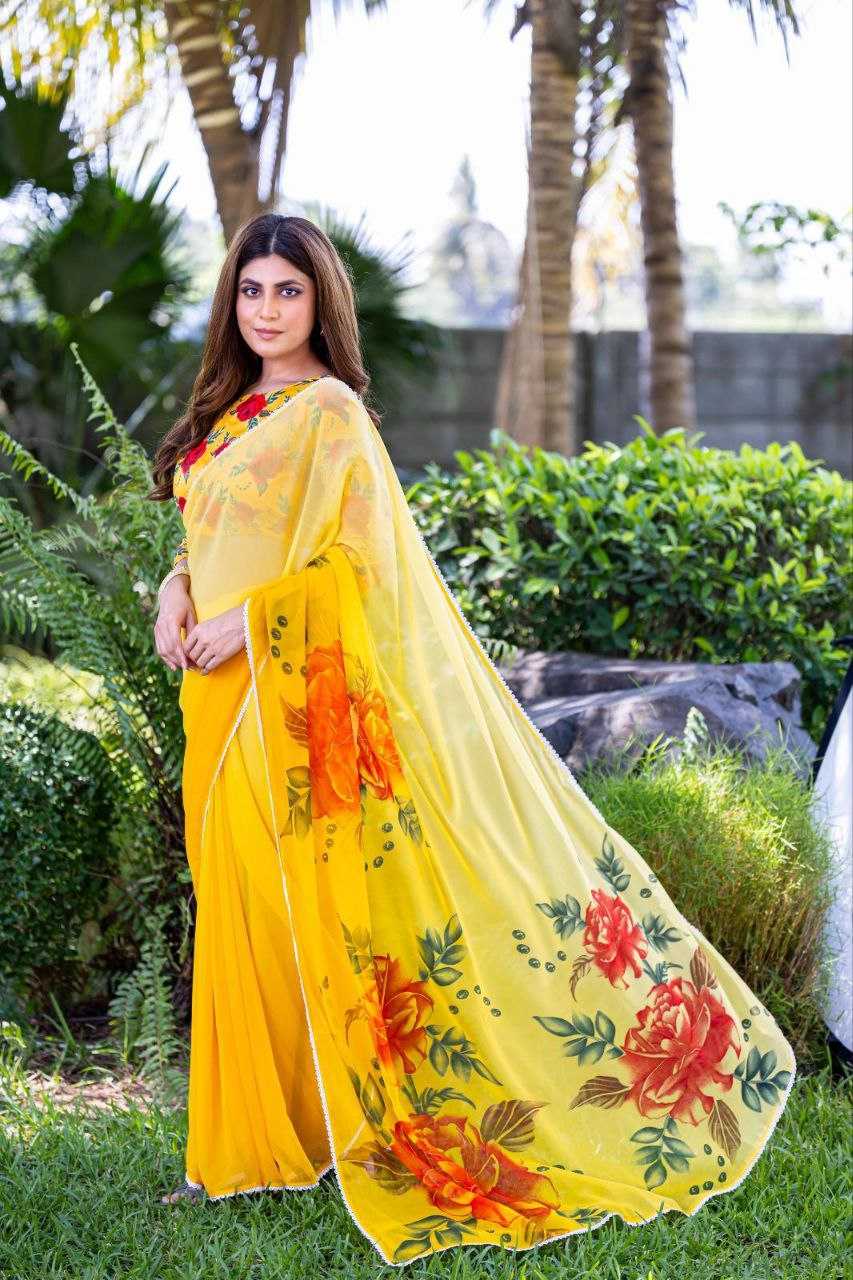 Ynf Linen RIN231 FLOWER PADING Sarees Wholesale Fancy Sarees Printed Sarees Manufacturer