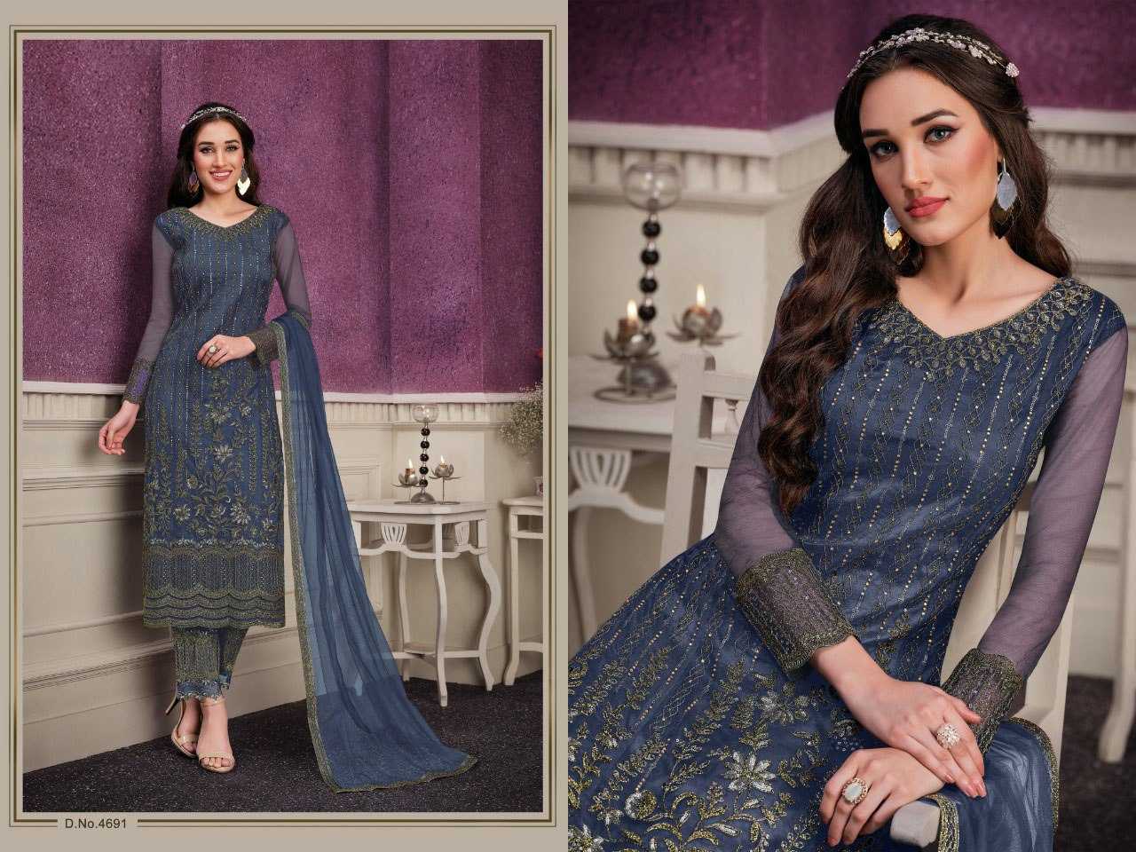 Ynf Net KESH504 4691 Suits & Dresses Wholesale Embroidery Suits Semi Stitched Suits Net Suit Manufacturer