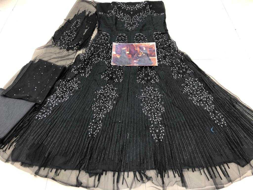 Ynf Net KESH504 6506 Gowns Wedding Collections Festive Collections Wholesale Designer Gowns Full Sleeve Gowns Black Gown Manufacturer