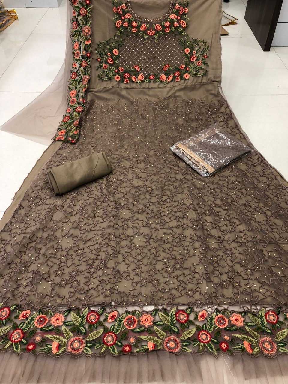 Ynf Net KESH504 7723 Gowns Wholesale Long Gowns Net Gowns Embroidered Gown Manufacturer