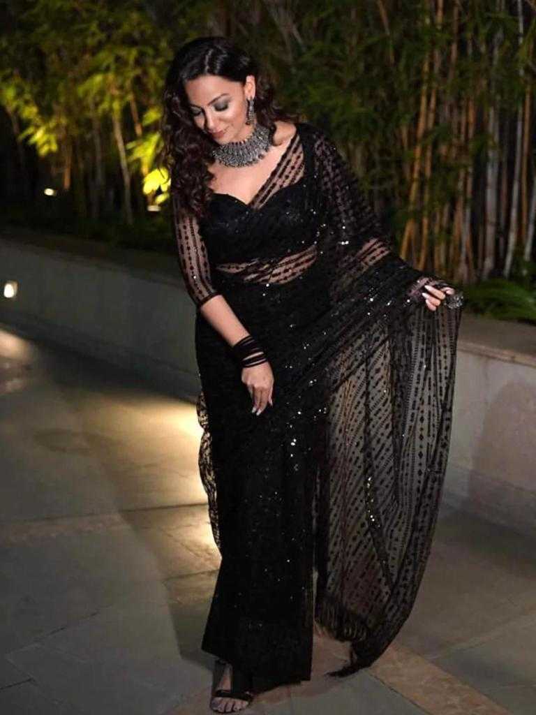Ynf Net RIN134 0191 Sarees Wedding Collections Wholesale Net Sarees Embroidered Sarees Black Sarees Manufacturer