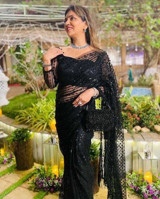 Ynf Net RIN134 0191 Sarees Wedding Collections Wholesale Net Sarees Embroidered Sarees Black Sarees Manufacturer
