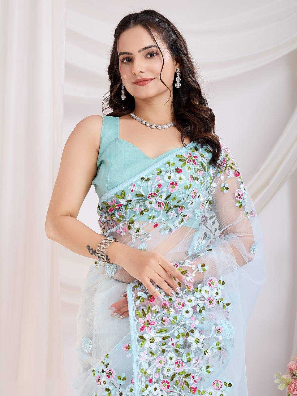 Ynf Net RIN188 Vaamika21 Sarees Wholesale Fancy Sarees Net Sarees Embroidered Sarees Manufacturer