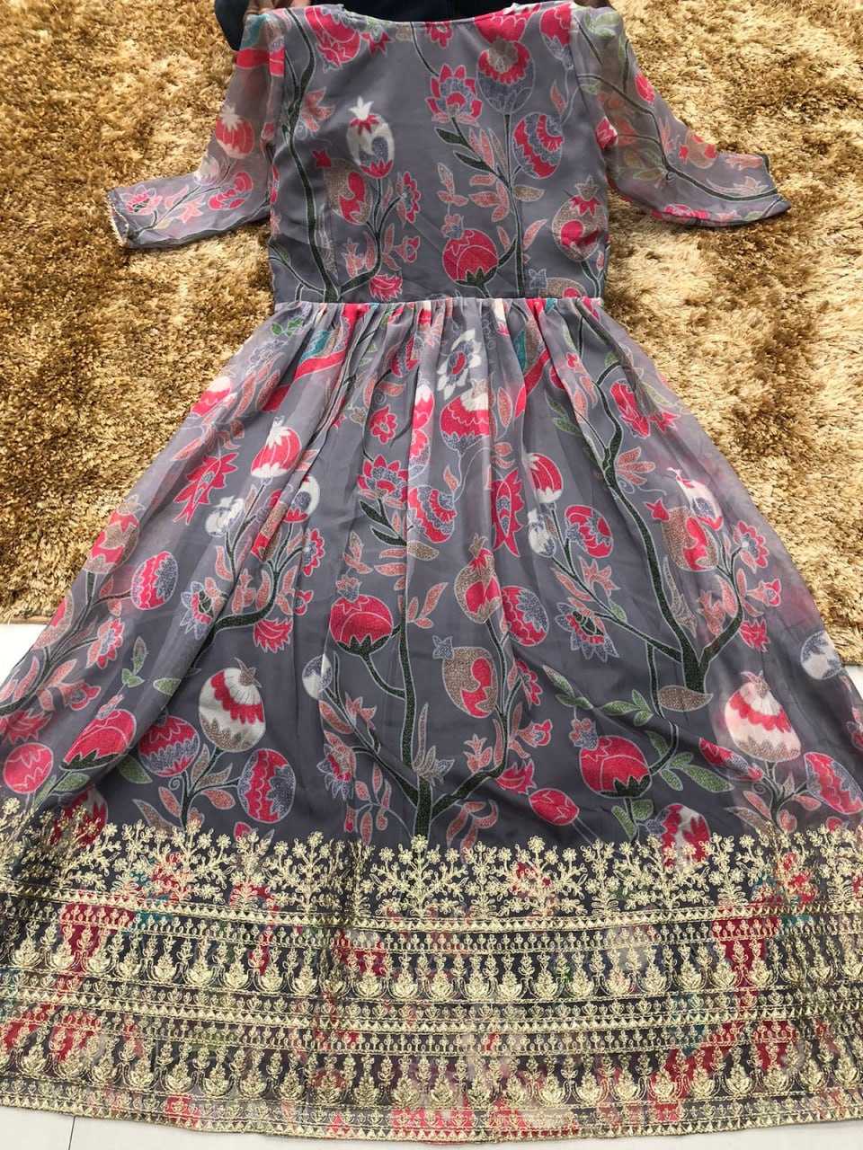 Ynf Organic Silk KESH504 5304 Gowns Wholesale Embroidery Gowns Long Gowns Floral Print Gowns Manufacturer