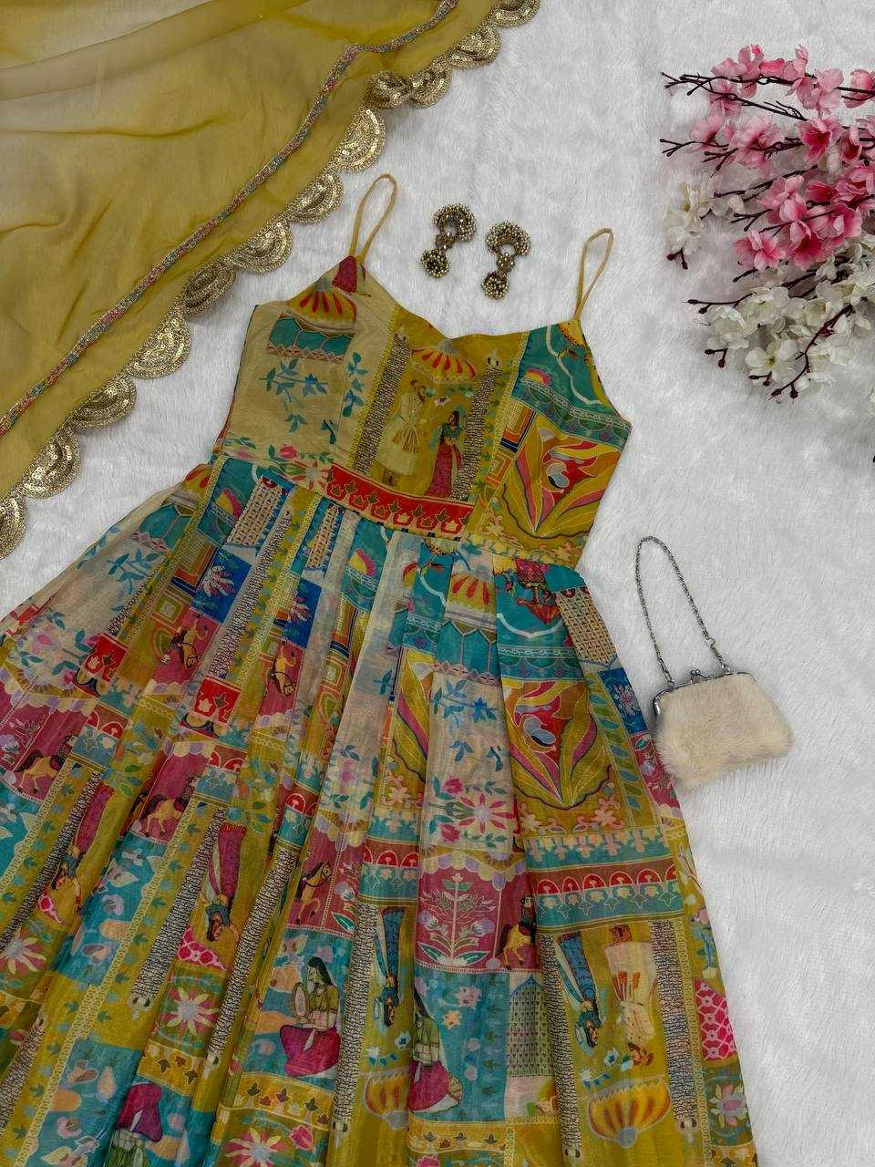Ynf Organza KESH154 300 Gowns Wholesale Printed Gowns Anarkali Gown Long Gowns Manufacturer