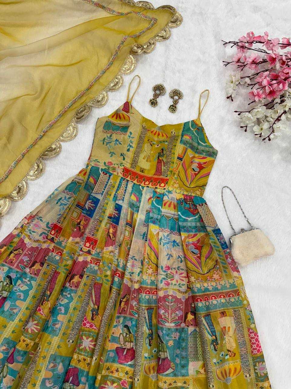 Ynf Organza KESH154 300 Gowns Wholesale Printed Gowns Anarkali Gown Long Gowns Manufacturer