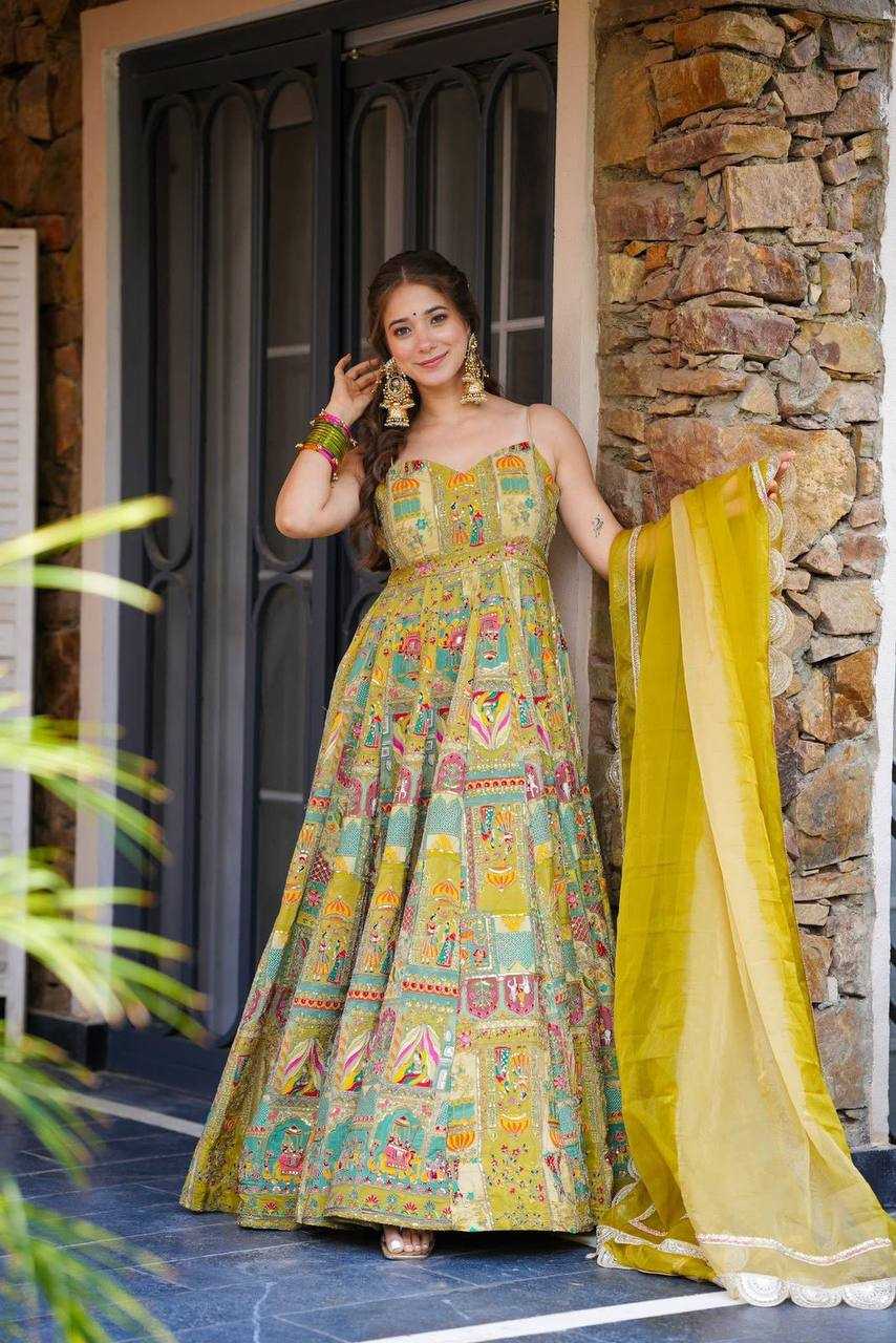 Ynf Organza KESH154 300 Gowns Wholesale Printed Gowns Anarkali Gown Long Gowns Manufacturer