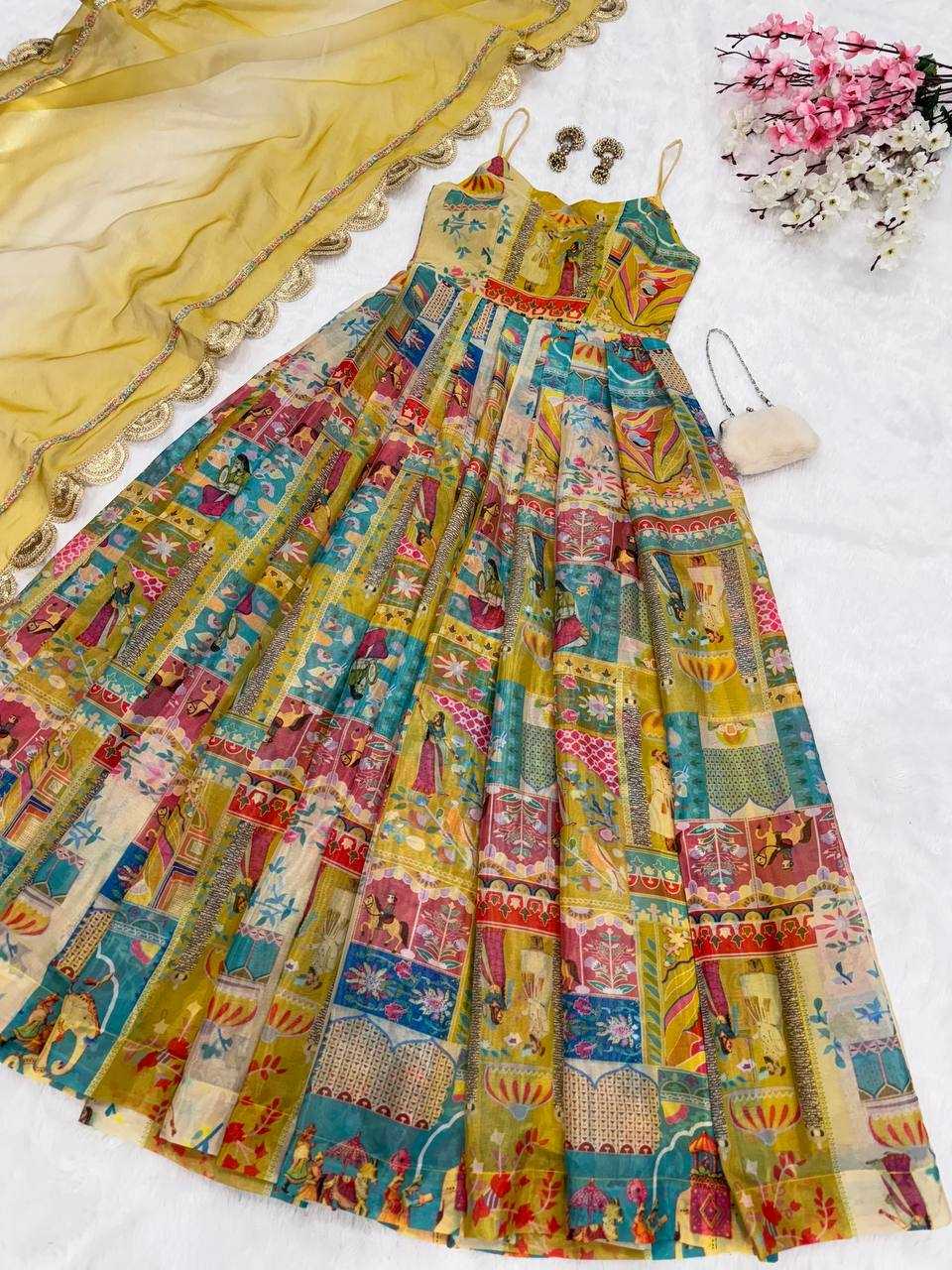 Ynf Organza KESH154 300 Gowns Wholesale Printed Gowns Anarkali Gown Long Gowns Manufacturer