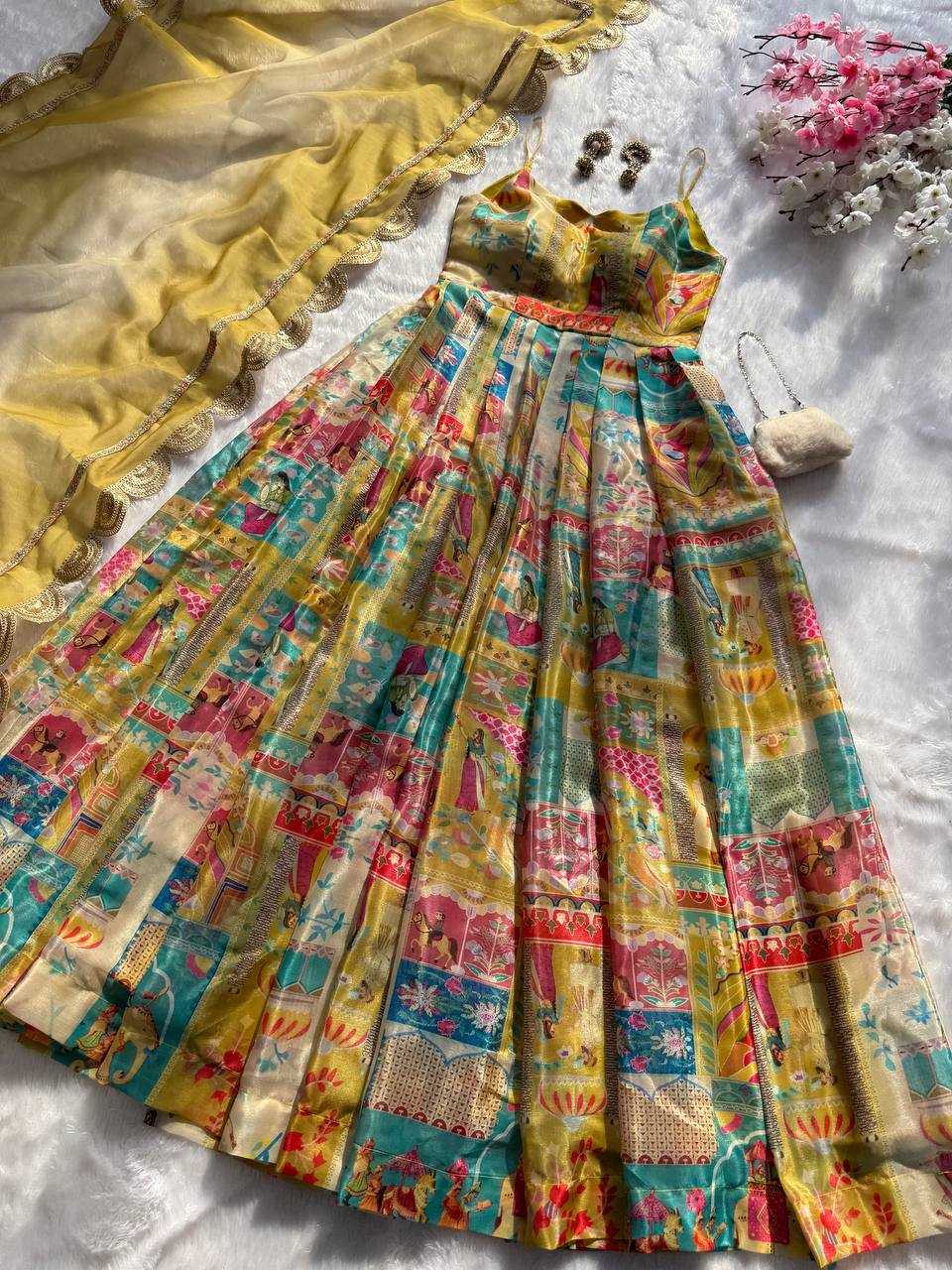 Ynf Organza KESH154 300 Gowns Wholesale Printed Gowns Anarkali Gown Long Gowns Manufacturer