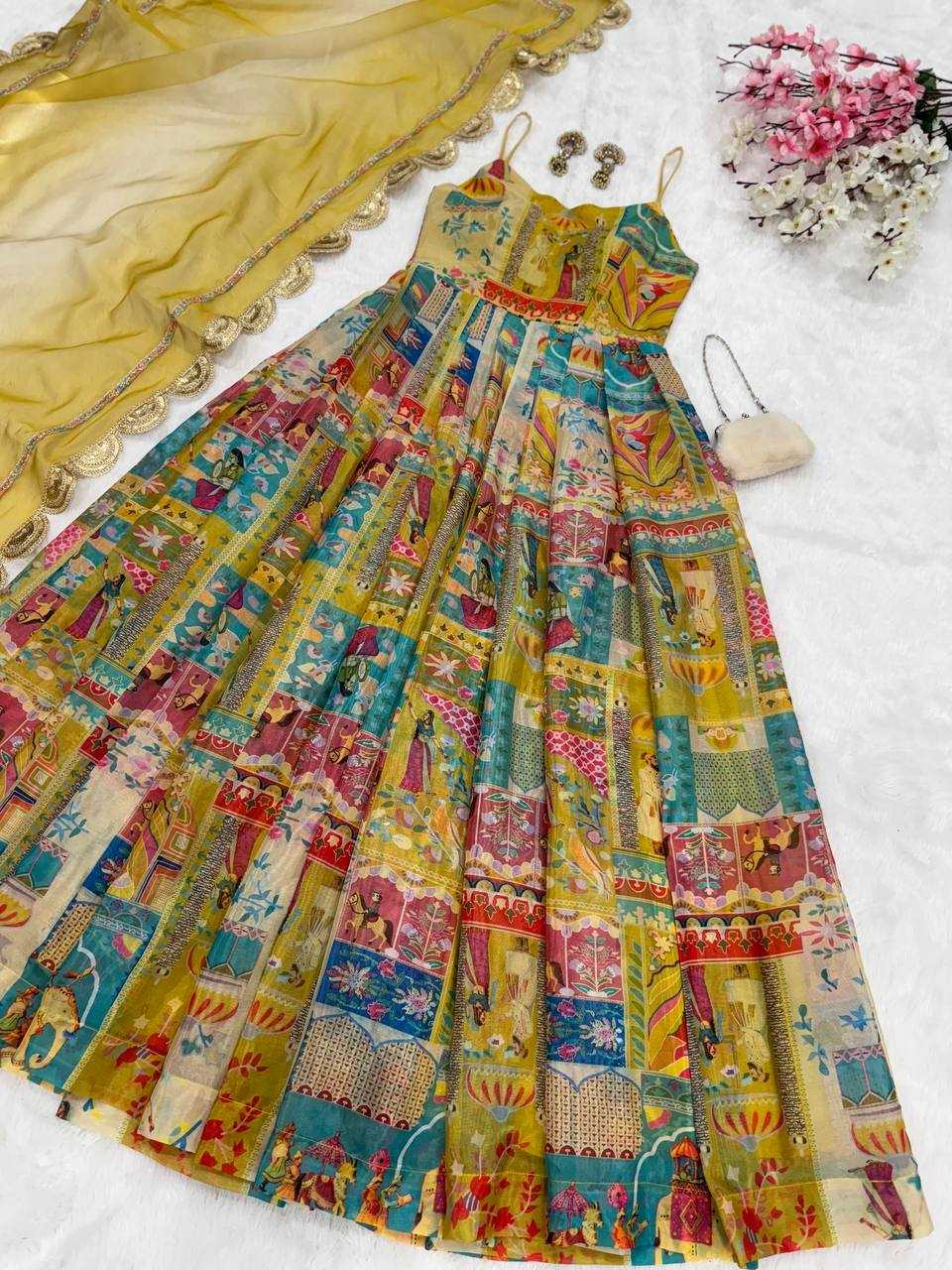 Ynf Organza KESH154 300 Gowns Wholesale Printed Gowns Anarkali Gown Long Gowns Manufacturer