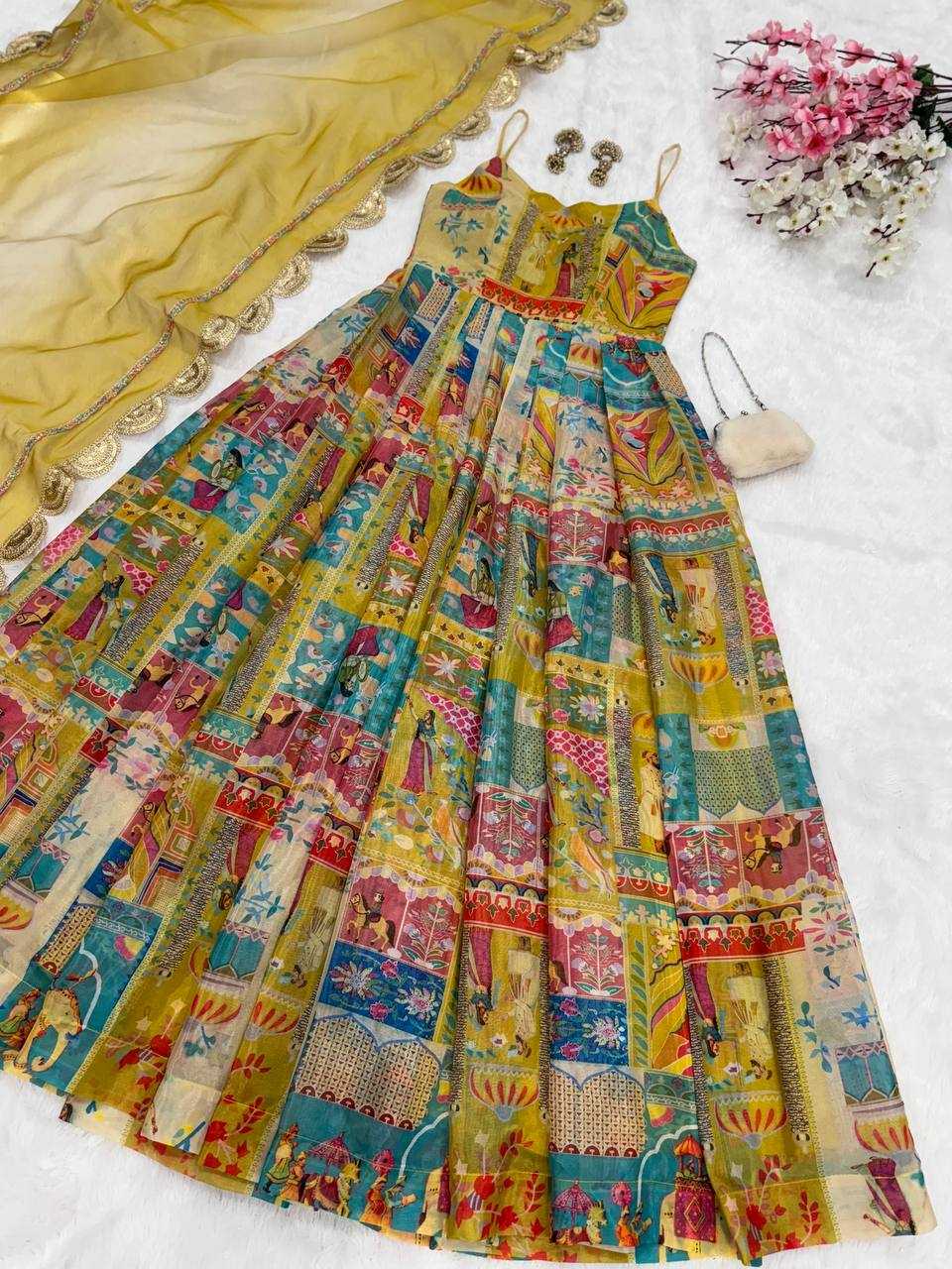 Ynf Organza KESH154 300 Gowns Wholesale Printed Gowns Anarkali Gown Long Gowns Manufacturer