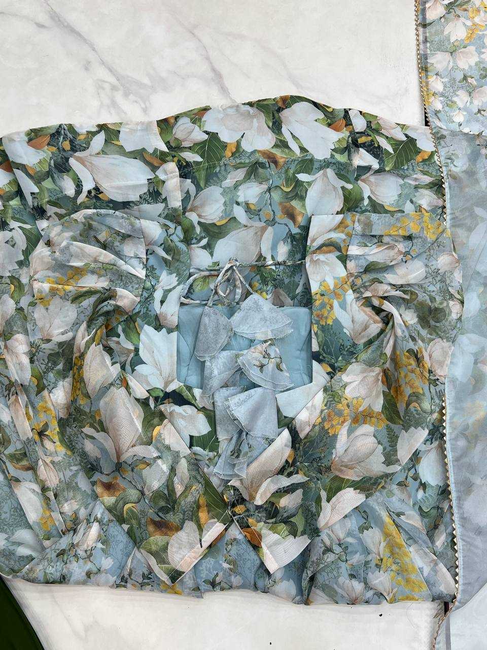 Ynf Organza KESH504 57 Gowns Wholesale Printed Gowns Anarkali Gown Floral Print Gowns Manufacturer
