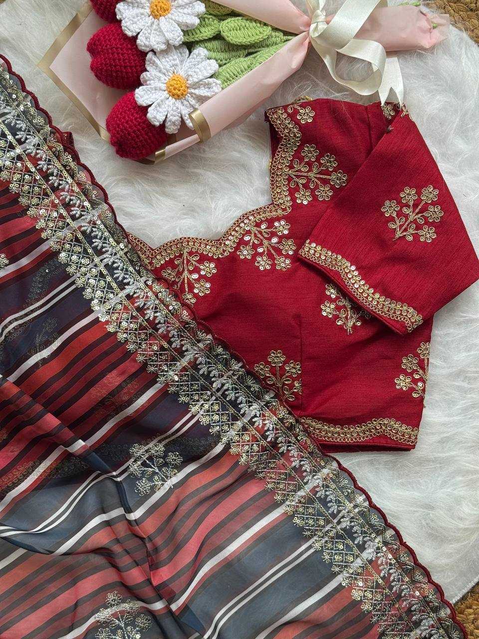 Ynf Organza RIN105 MIRA Silk Sarees Wholesale Embroidered Silk Sarees Silk Sarees With Blouse Manufacturer